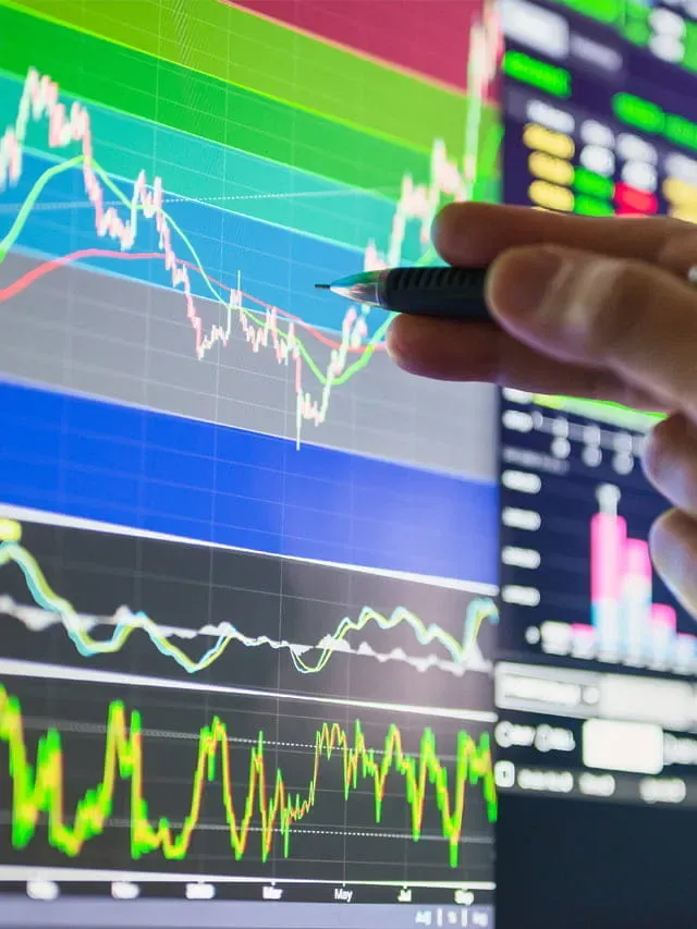 Trading screens with various charts