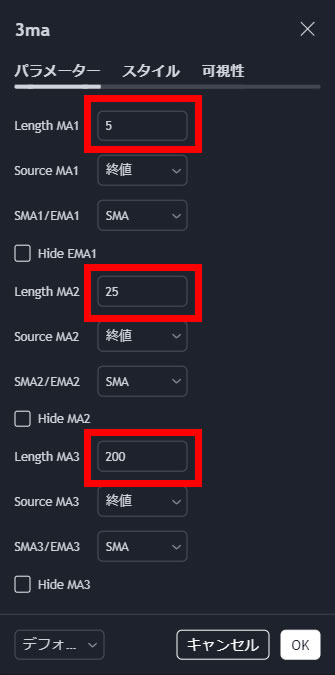 TradingViewおすすめインジケーター 3MAの使い方2
